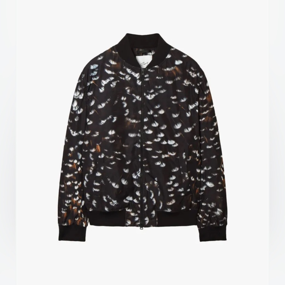 COS Atelier Feather Print Bomber Jacket Black Quilted Limited Edition Size Large